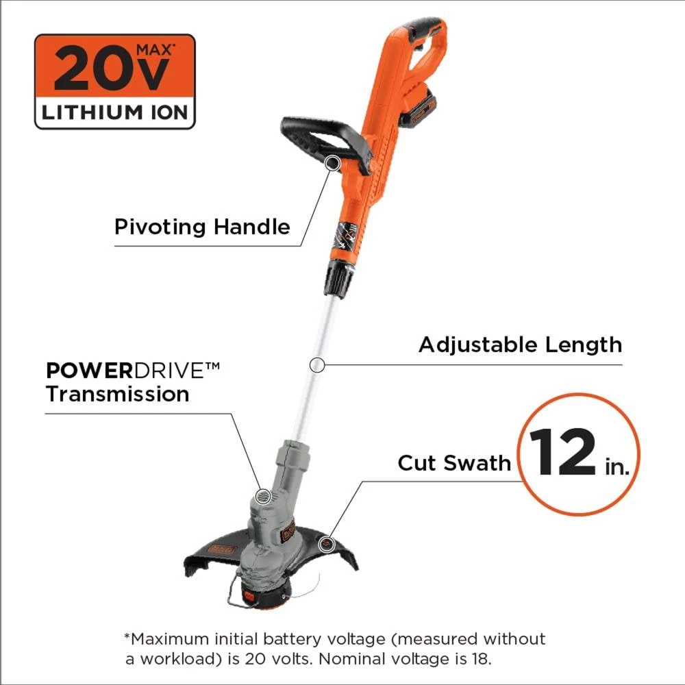 Cheap โญ BLACK+DECKER Trimmers & Edgers 20-Volt Max 12-in Straight Cordless String Trimmer with Edger Capable (Battery Included) ๐ 3 Cheap โญ BLACK+DECKER Trimmers & Edgers 20-Volt Max 12-in Straight Cordless String Trimmer with Edger Capable (Battery Included) ๐ - Image 3