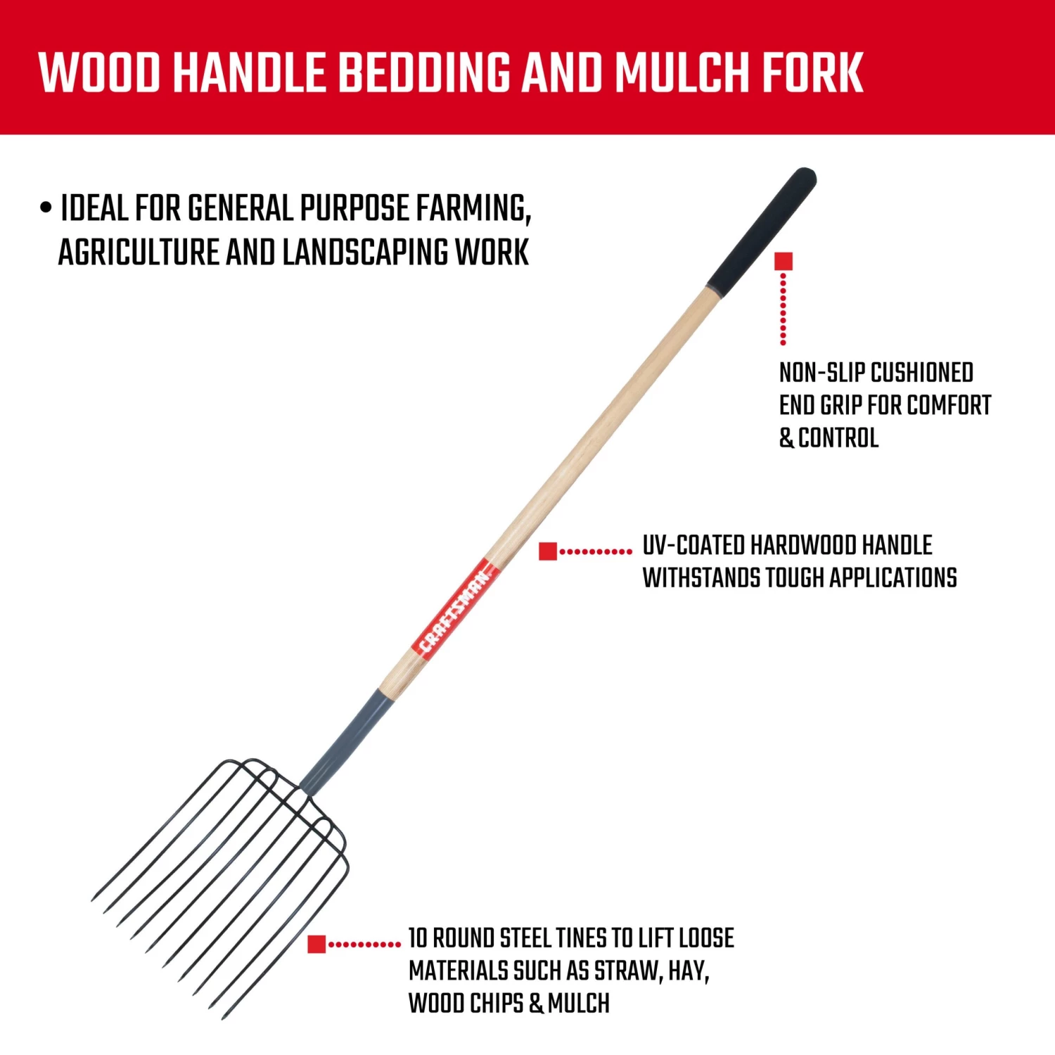 Buy ๐งจ CRAFTSMAN Lawn & Garden Hand Tools 55-in L Wood-Handle Welded Steel Bedding Fork ๐ 5 Buy ๐งจ CRAFTSMAN Lawn & Garden Hand Tools 55-in L Wood-Handle Welded Steel Bedding Fork ๐ - Image 5