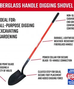 Cheap 🔔 CRAFTSMAN Lawn & Garden Hand Tools 55-in Fiberglass Handle Digging Shovel 🔔 -Outdoor Tools sale 10062788