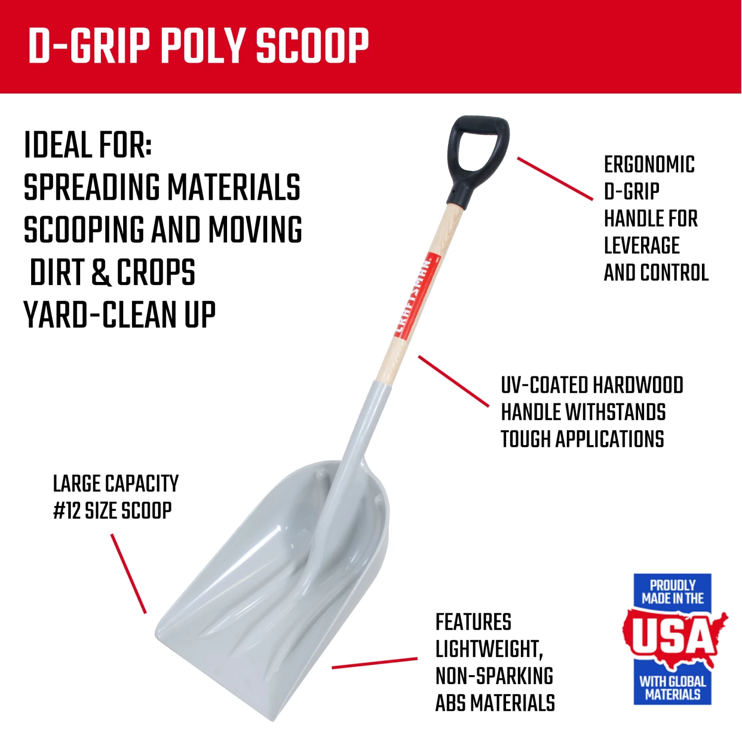 Discount 🤩 CRAFTSMAN Lawn & Garden Hand Tools 28-in Wood D-Handle Scoop ⭐ 5 Discount 🤩 CRAFTSMAN Lawn & Garden Hand Tools 28-in Wood D-Handle Scoop ⭐ - Image 5