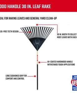 New 🤩 CRAFTSMAN Lawn & Garden Hand Tools Clog Free 30-in Lawn and Leaf Rake ❤️ -Outdoor Tools sale 10334510 scaled