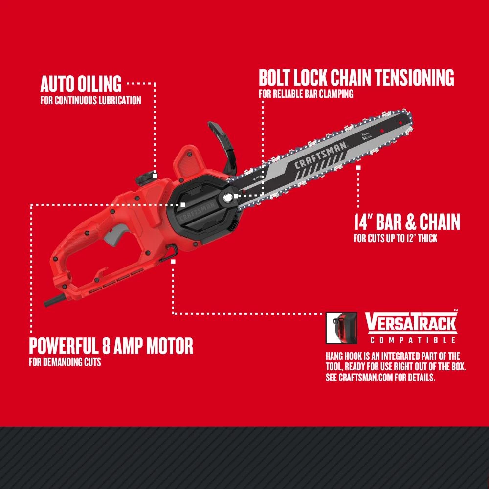 Promo ๐ CRAFTSMAN Chainsaws & Pole Saws 8-Amp 14-in Corded Electric Chainsaw ๐ 2 Promo ๐ CRAFTSMAN Chainsaws & Pole Saws 8-Amp 14-in Corded Electric Chainsaw ๐ - Image 2