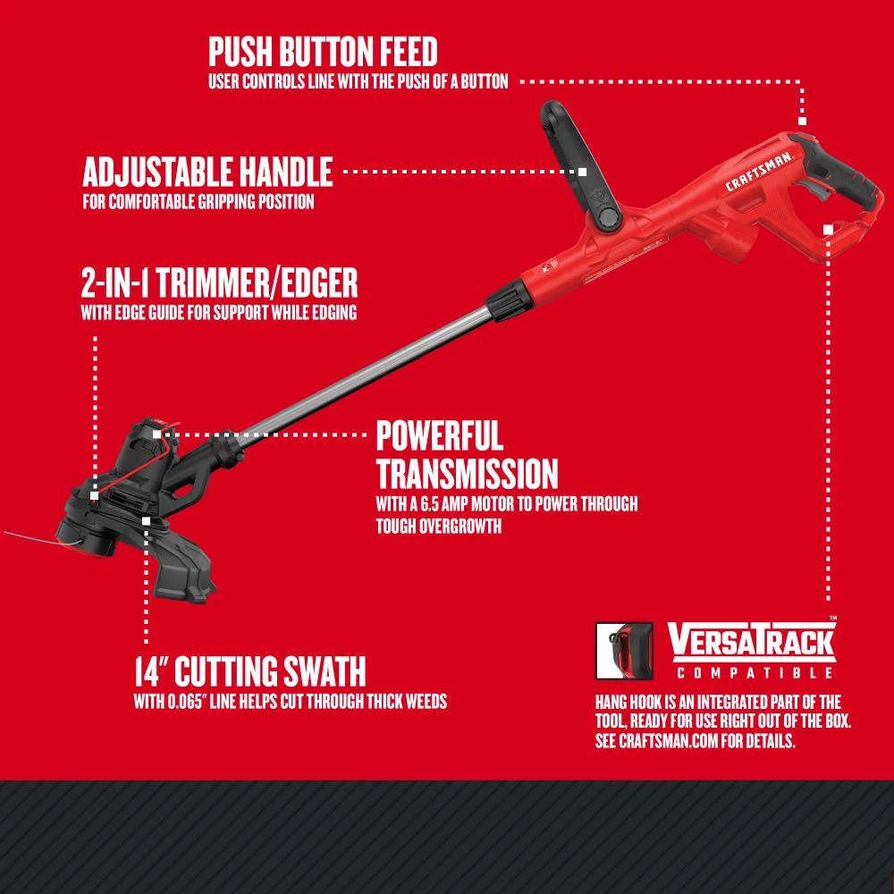 Discount ✔️ CRAFTSMAN Trimmers & Edgers WEEDWACKER 6.5-Amp 14-in Corded Electric String Trimmer ❤️ 2 Discount ✔️ CRAFTSMAN Trimmers & Edgers WEEDWACKER 6.5-Amp 14-in Corded Electric String Trimmer ❤️ - Image 2