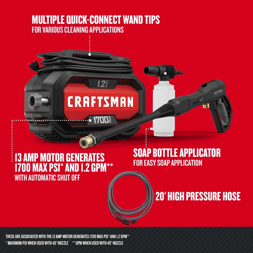 Budget ⭐ CRAFTSMAN Pressure Washers 1700-PSI 1.2-GPM Cold Water Electric Pressure Washer ✨ 4 Budget ⭐ CRAFTSMAN Pressure Washers 1700-PSI 1.2-GPM Cold Water Electric Pressure Washer ✨ - Image 4