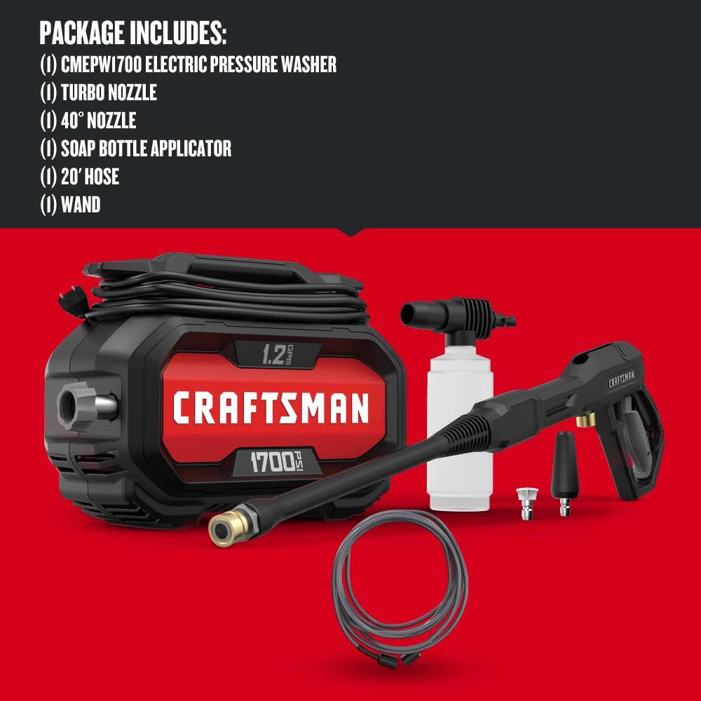 Budget ⭐ CRAFTSMAN Pressure Washers 1700-PSI 1.2-GPM Cold Water Electric Pressure Washer ✨ 5 Budget ⭐ CRAFTSMAN Pressure Washers 1700-PSI 1.2-GPM Cold Water Electric Pressure Washer ✨ - Image 5