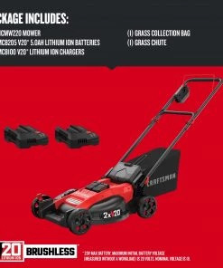 Promo ✔️ CRAFTSMAN Lawn Mowers 2x20V 20-Volt Max Brushless 20-in Push Cordless Electric Lawn Mower 5 Ah (Battery and Charger Included) 🌟 -Outdoor Tools sale 40885455