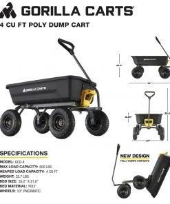 Outlet 😍 Gorilla Carts Wheelbarrows & Yard Carts 4-cu ft Poly Yard Cart 🔔 -Outdoor Tools sale 42044737