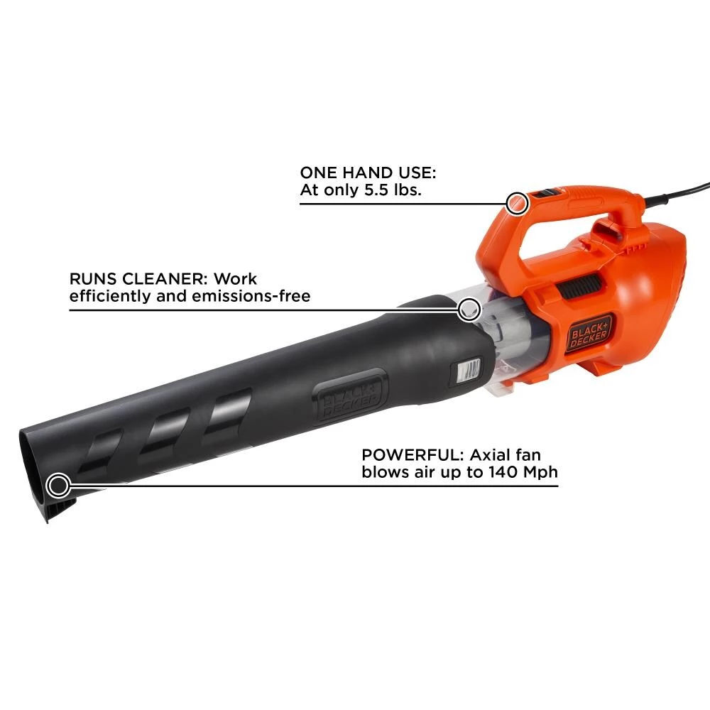 Wholesale ๐ BLACK+DECKER Leaf Blowers 9-Amp 450-CFM 140-MPH Corded Electric Leaf Blower โค๏ธ 12 Wholesale ๐ BLACK+DECKER Leaf Blowers 9-Amp 450-CFM 140-MPH Corded Electric Leaf Blower โค๏ธ - Image 12