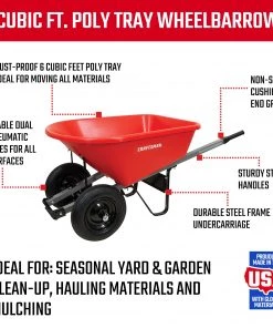 Cheap ⌛ CRAFTSMAN Wheelbarrows & Yard Carts 6-cu ft Poly Wheelbarrow 👍 -Outdoor Tools sale 46803488